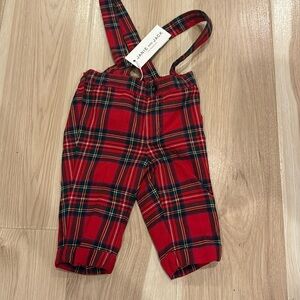 Boy holiday tartan pants with suspenders